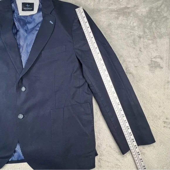 Mens Tailor Byrd Blazer Jacket 48R Navy Blue Linen Cotton 2 Button Sport Coat